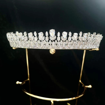 Krištáľová korunka na hlavu pre svadbu – doplnok do hlavy, Platinum Rainbow, OL štýl, dizajn: koruna