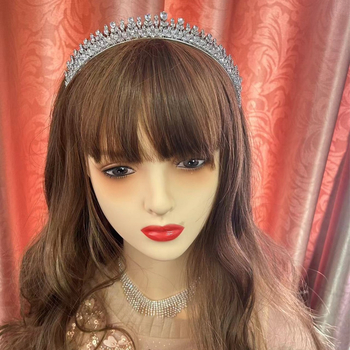 Krištáľová korunka na hlavu pre svadbu – doplnok do hlavy, Platinum Rainbow, OL štýl, dizajn: koruna