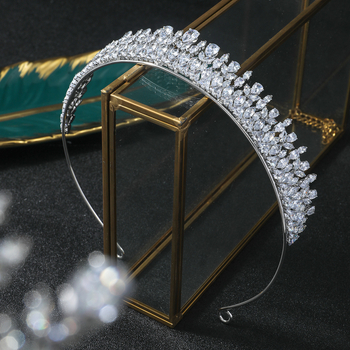 Krištáľová korunka na hlavu pre svadbu – doplnok do hlavy, Platinum Rainbow, OL štýl, dizajn: koruna