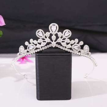 Tiara od legure s bijelim kristalima, korejski stil, dijamantno završna obrada, vjenčani diadem
