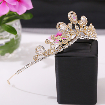 Tiara od legure s bijelim kristalima, korejski stil, dijamantno završna obrada, vjenčani diadem