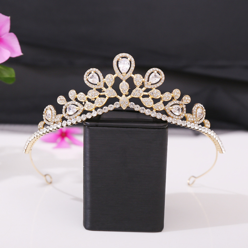 Tiara od legure s bijelim kristalima, korejski stil, dijamantno završna obrada, vjenčani diadem