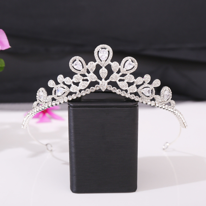 Tiara od legure s bijelim kristalima, korejski stil, dijamantno završna obrada, vjenčani diadem