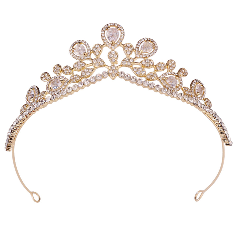 Tiara od legure s bijelim kristalima, korejski stil, dijamantno završna obrada, vjenčani diadem