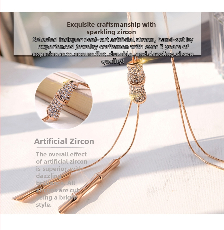 Sieviešu džempera ķēde ar bambusa pūkām, kaklarota, čūskas kaula ķēde, daudzslāņaina ar kulonu, kulona materiāls sakaļķe, mozaīkas akmeņi