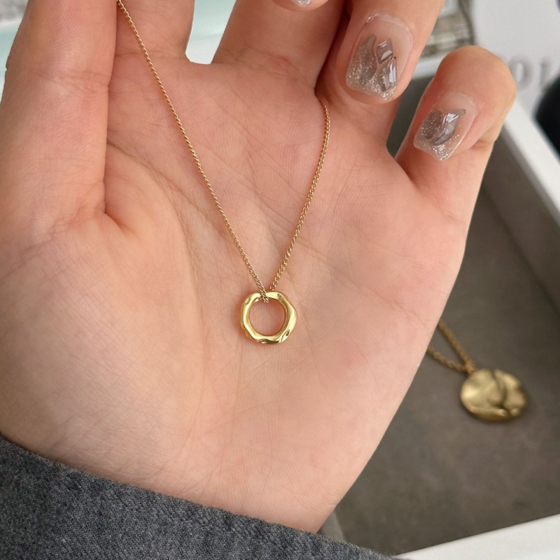 Geometrijski privjesak s pravim 18k zlatom, lanac tip džemper, ekološki bakreni privjesak, duljina 41–50 cm, stil Old Money