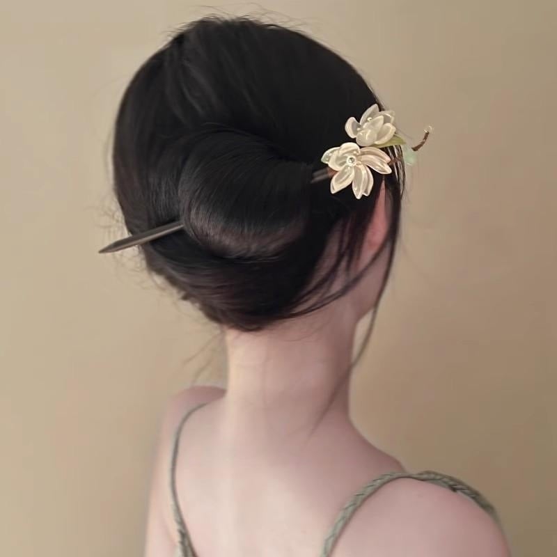 Drveni ukosnica za kosu s cvjetnim motivom, etnički stil Hanfu, dodatak za kosu