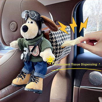 Autosalvrätiku hoidik – riputatav plüüskoer flanelist, siseruumide dekoratsioon