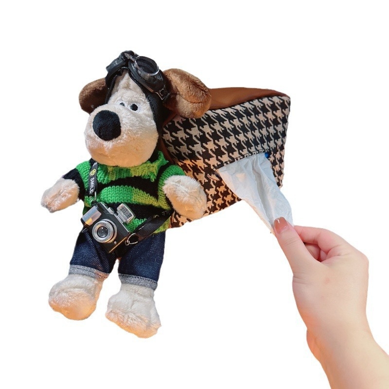 Držač maramica za auto – visići plišani pas od flanelnog materijala, unutarnja dekoracija