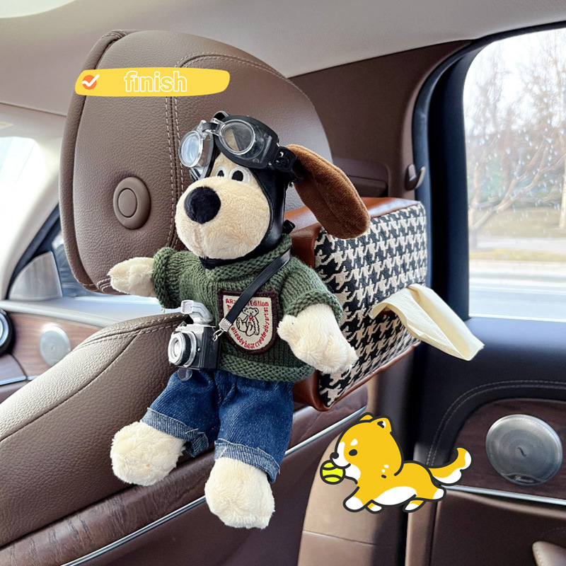 Držač maramica za auto – visići plišani pas od flanelnog materijala, unutarnja dekoracija