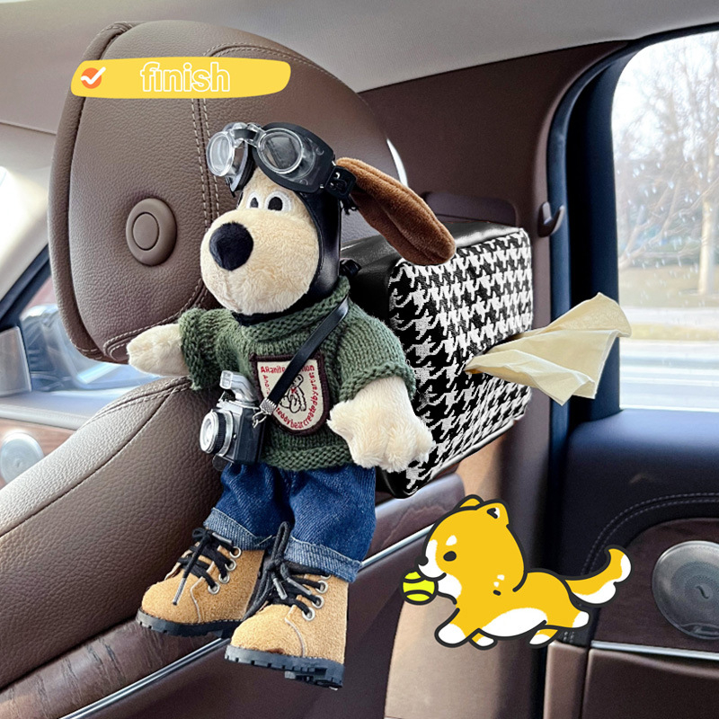 Držač maramica za auto – visići plišani pas od flanelnog materijala, unutarnja dekoracija