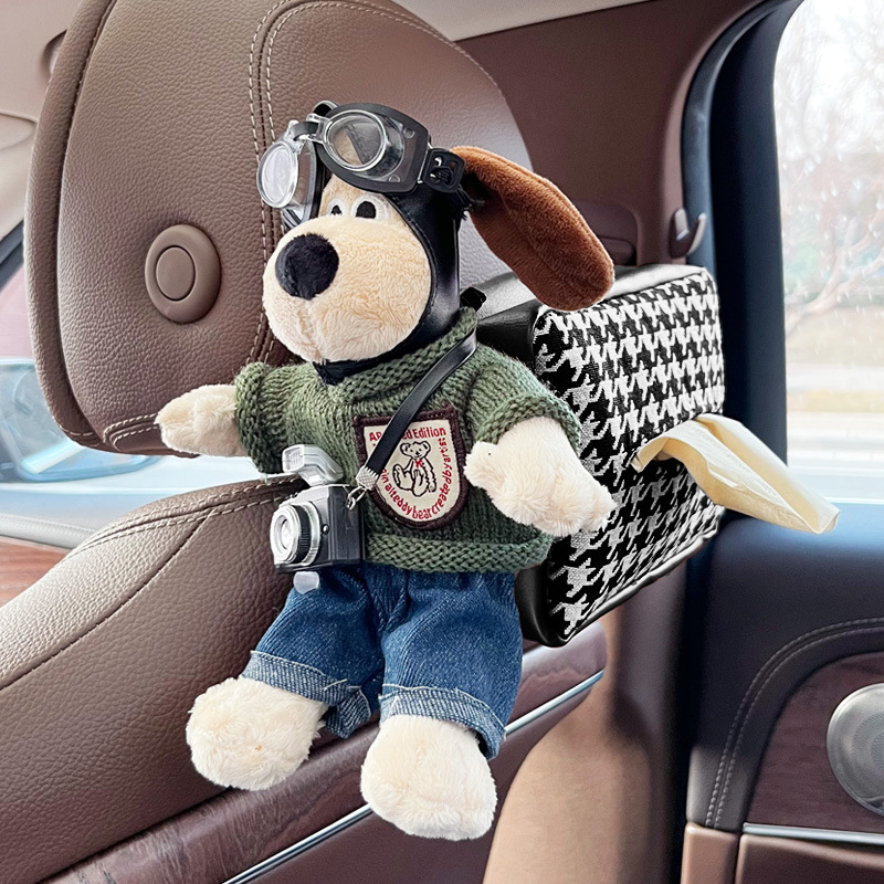 Držač maramica za auto – visići plišani pas od flanelnog materijala, unutarnja dekoracija