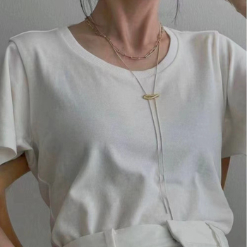 Colier cu lanț de cupru, placare electrochimică, design monocameră, pandant din aliaj, pentru femei