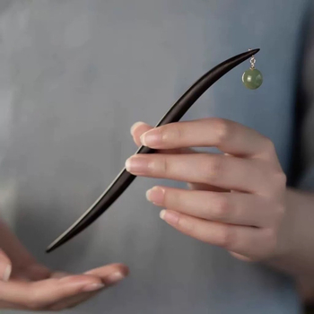 Drevená antická spona do vlasov s kvetinovým motívom, doplnok pre Hanfu štýl