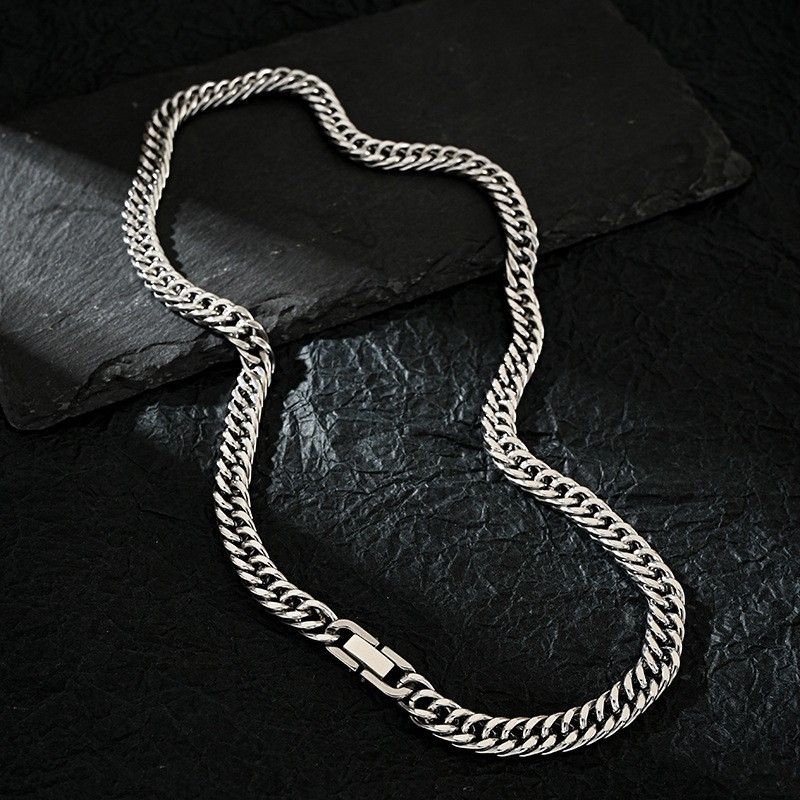 Unisex kubanska lanac od titan čelika, hip-hop stil, lanac za ključnicu, geometrijski dizajn, duljina 51–60 cm