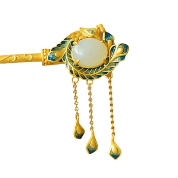 Agrafă de păr cu design floral în stil etnic, cupru, incrustare cu aur