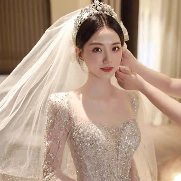 Tiara de mireasă pentru păr — bază din aliaj, cristale albe, tăietură diamant, coroană feminină