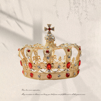 Diadem za glavu - Retro unisex kraljevska dvorska kruna, legura, 18K pozlaćivanje, elektroplatiranje