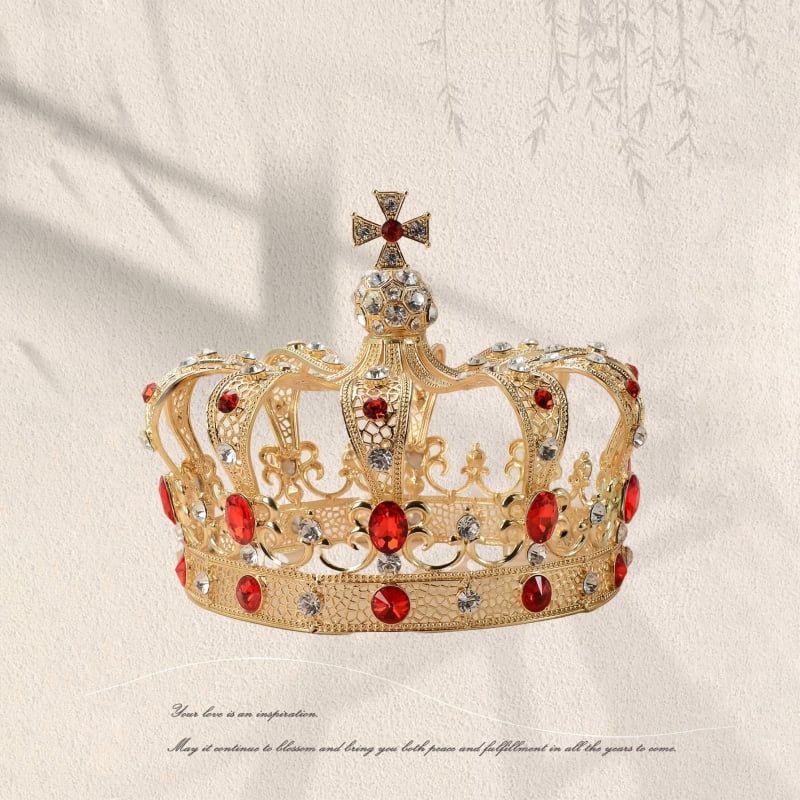 Diadem za glavu - Retro unisex kraljevska dvorska kruna, legura, 18K pozlaćivanje, elektroplatiranje