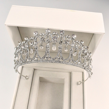 Coroană pentru păr Barocă cu cristale perlate – lucrat manual, material: Rhinestone, puritate: K9