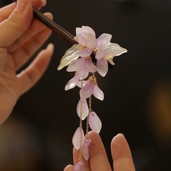 Agrafă de păr din lemn cu floarea Begonia, stil retro chinezesc, inspirație din qi pao, accesorii pentru cap, origine Jinhua, FS141