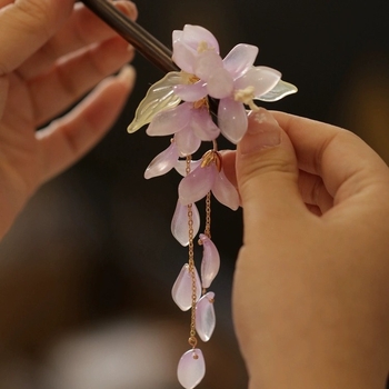 Agrafă de păr din lemn cu floarea Begonia, stil retro chinezesc, inspirație din qi pao, accesorii pentru cap, origine Jinhua, FS141