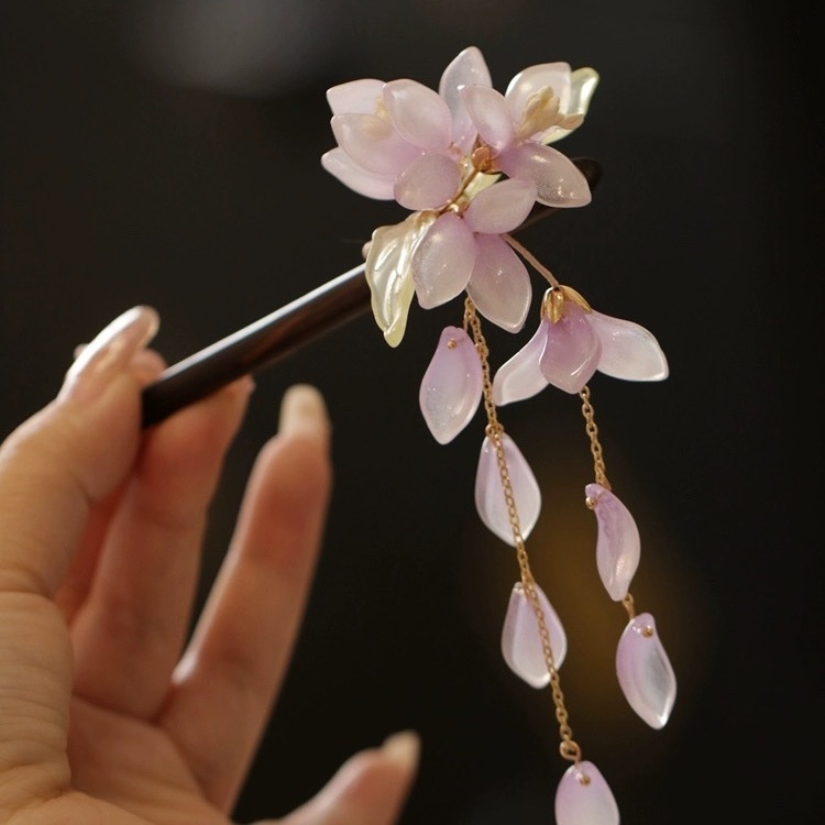 Agrafă de păr din lemn cu floarea Begonia, stil retro chinezesc, inspirație din qi pao, accesorii pentru cap, origine Jinhua, FS141