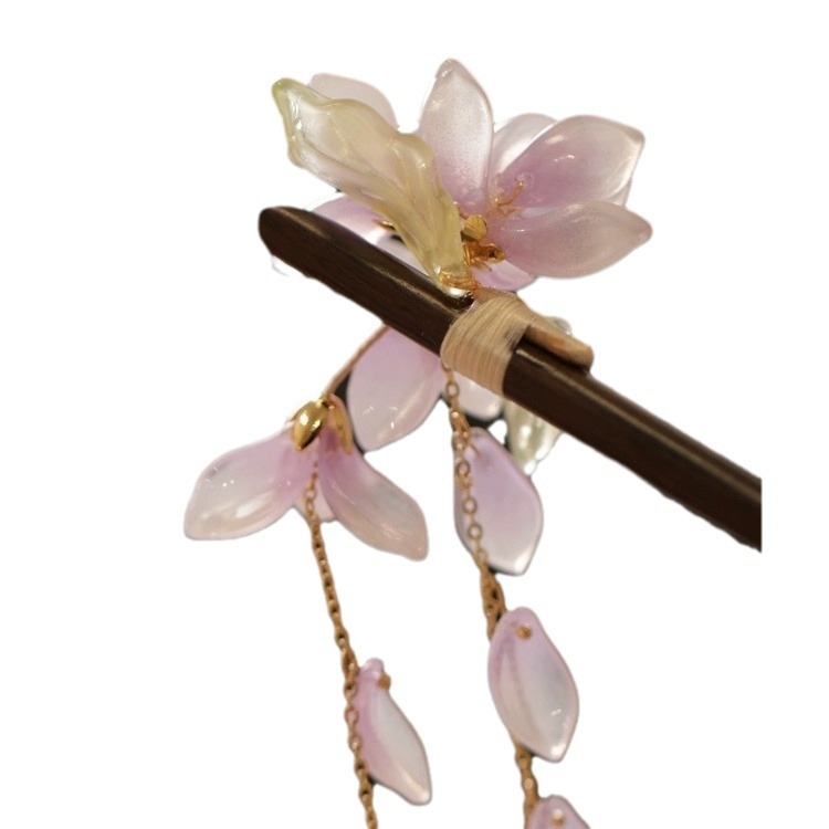 Agrafă de păr din lemn cu floarea Begonia, stil retro chinezesc, inspirație din qi pao, accesorii pentru cap, origine Jinhua, FS141