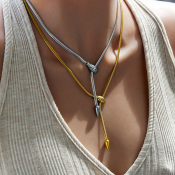 Colier cu cap de șarpe din oțel inoxidabil, în stil IN, lanț regulat, electroplacare