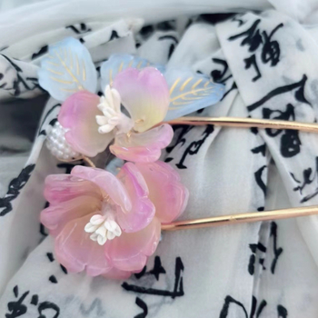 Accesorii pentru cap - Agrafă de păr în formă U, din sticlă cu floare, stil retro (Material: Sticlă; Formă: Floare; Stil: Retro)