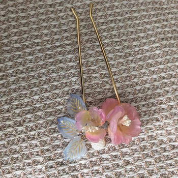 Accesorii pentru cap - Agrafă de păr în formă U, din sticlă cu floare, stil retro (Material: Sticlă; Formă: Floare; Stil: Retro)