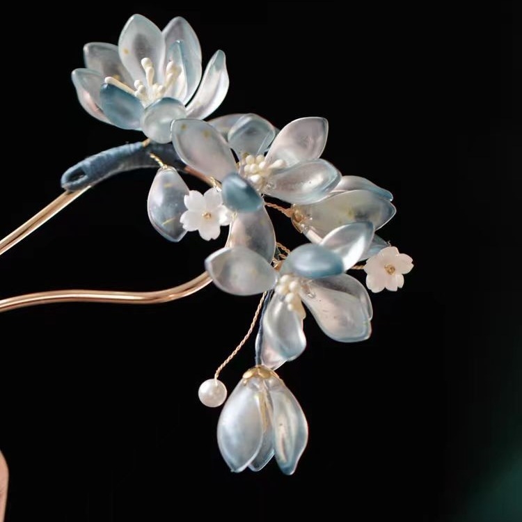 Accesorii pentru cap - Agrafă de păr în formă U, din sticlă cu floare, stil retro (Material: Sticlă; Formă: Floare; Stil: Retro)