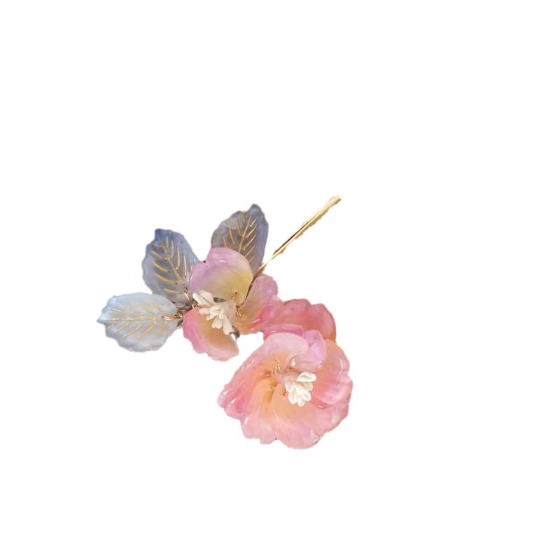 Accesorii pentru cap - Agrafă de păr în formă U, din sticlă cu floare, stil retro (Material: Sticlă; Formă: Floare; Stil: Retro)