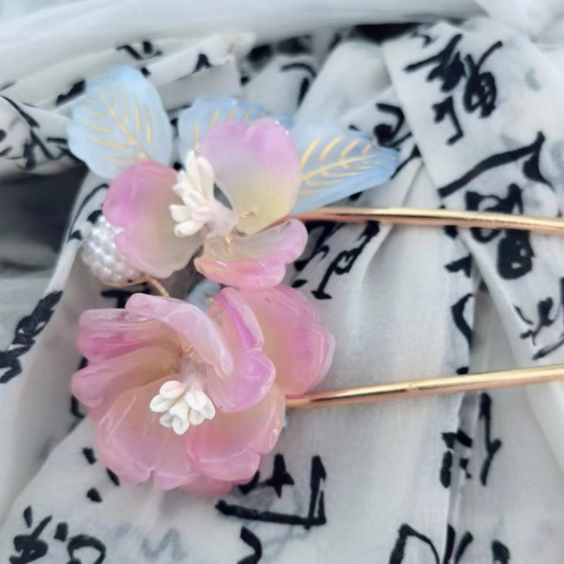 Accesorii pentru cap - Agrafă de păr în formă U, din sticlă cu floare, stil retro (Material: Sticlă; Formă: Floare; Stil: Retro)