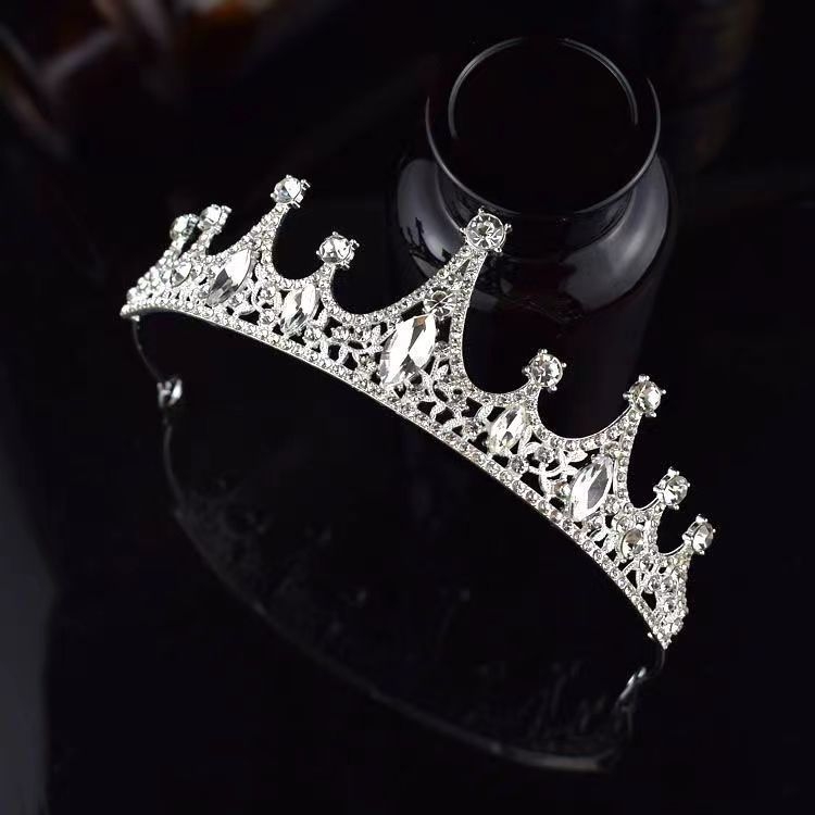 Diademă pentru cap din aliaj, stil coroană, tratament cu diamant, elemente cristal (Nuntă)