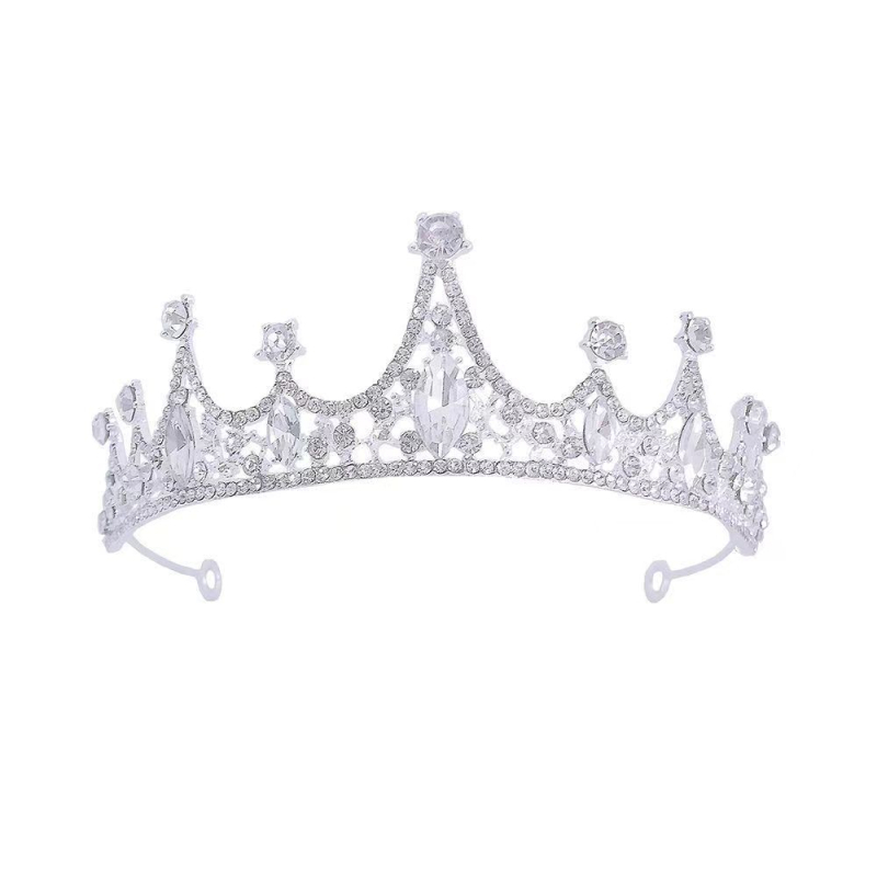 Diademă pentru cap din aliaj, stil coroană, tratament cu diamant, elemente cristal (Nuntă)