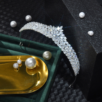 Tiara pentru păr – stil coreean, zirconiu imitatie, tratament diamant, potrivită pentru nuntă, personalizabilă