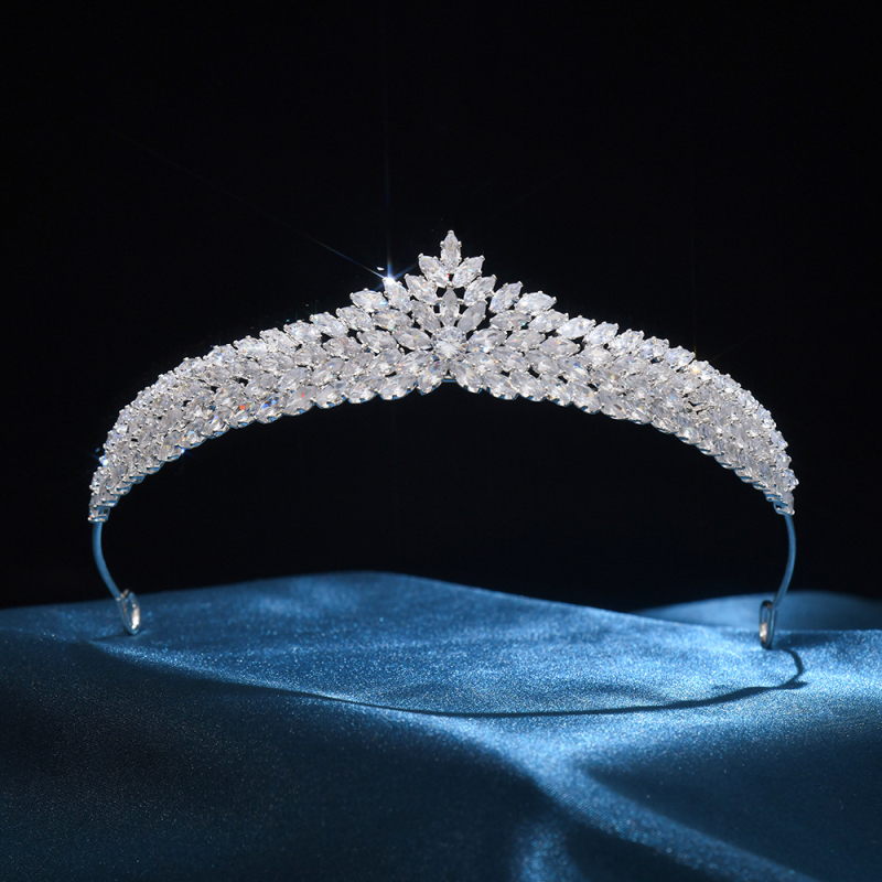 Tiara pentru păr – stil coreean, zirconiu imitatie, tratament diamant, potrivită pentru nuntă, personalizabilă