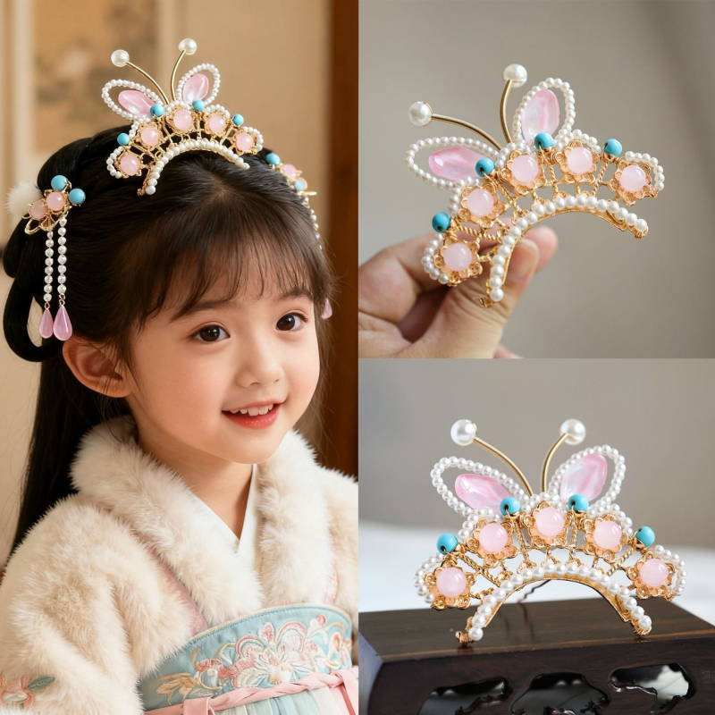 Hajkorona virágmotívummal, retro ötvözet, kézzel készített, nőknek, Nyár 2025