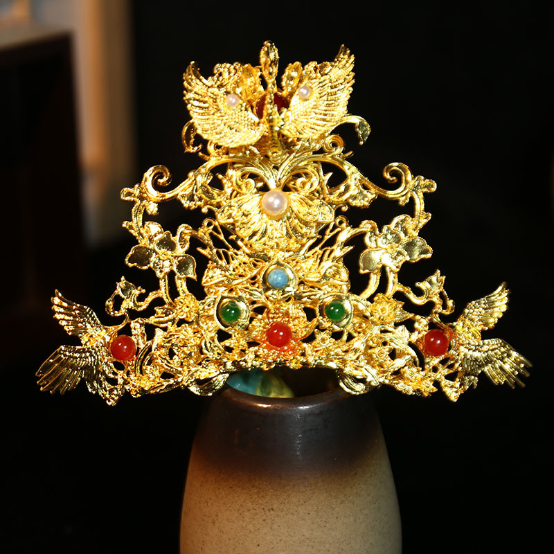 Hajviselet készlet – etnikus stílusú, ötvözetből készült, masni alakú korona, kézzel készített