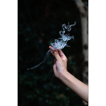 Agrafă de păr din rășină imprimată, stil antic Hanfu, accesorii pentru cap