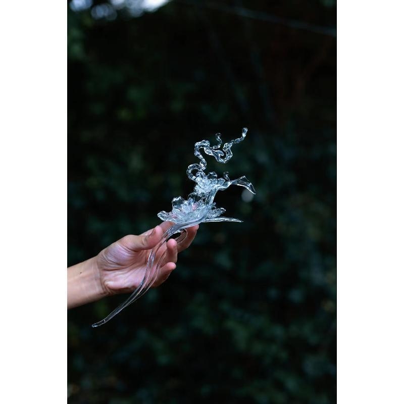 Agrafă de păr din rășină imprimată, stil antic Hanfu, accesorii pentru cap