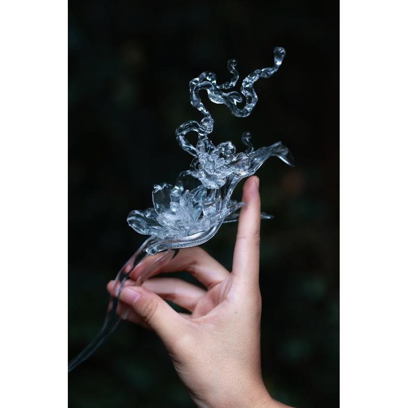 Agrafă de păr din rășină imprimată, stil antic Hanfu, accesorii pentru cap