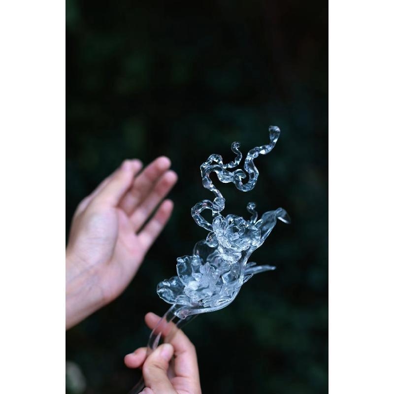 Agrafă de păr din rășină imprimată, stil antic Hanfu, accesorii pentru cap