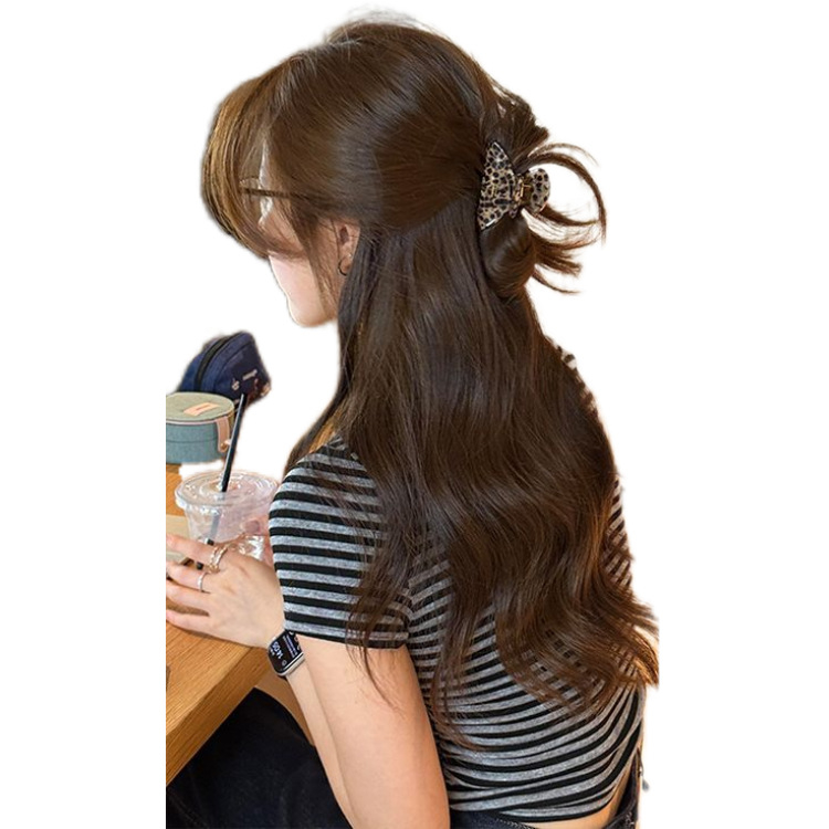 Leopárd mintás tollas félcsat gyerekeknek, tavasz 2025, műanyag/gyanta