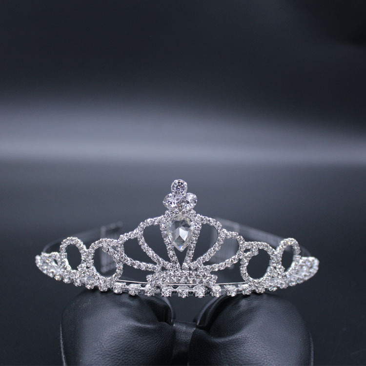 Diademă pentru copii, coroană în formă de inimă din cristale, bandă pentru cap, finisaj electroplatinat