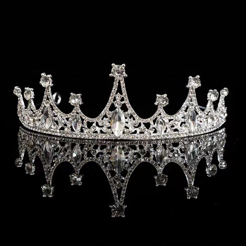 Coroană pentru copii din metal cu placare 18K, stil retro, electroplating, cristale albe