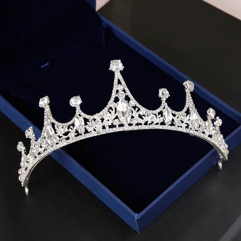 Coroană pentru copii din metal cu placare 18K, stil retro, electroplating, cristale albe