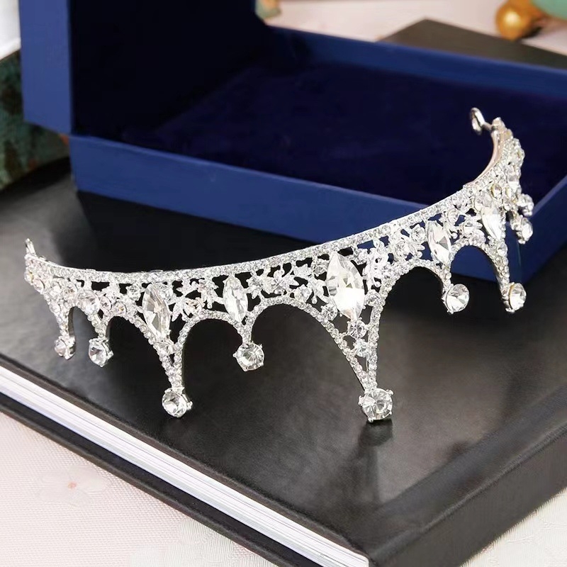 Coroană pentru copii din metal cu placare 18K, stil retro, electroplating, cristale albe