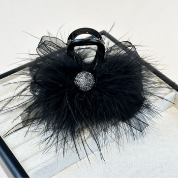 Geometriai alakú tollmintás hajcsat, akrilból, elektroplakált felülettel